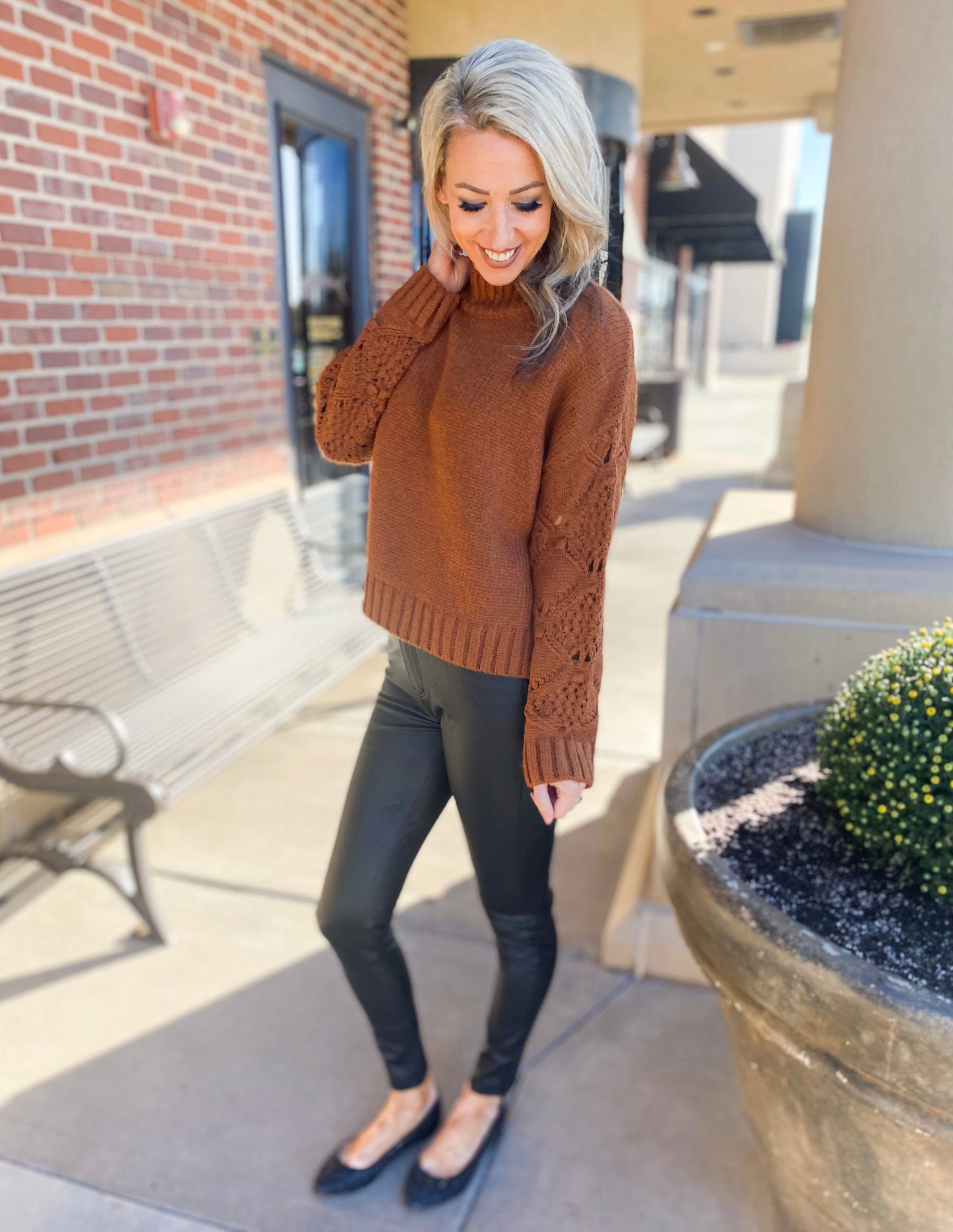 Rayanne Mock Neck Knit Sweater (Toffee)