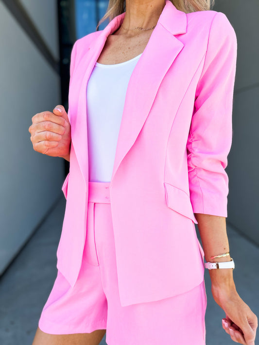Demi Floral Lined Blazer (Ballerina Pink)