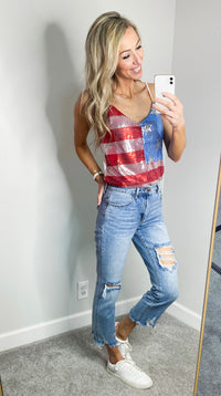 Red White and Boujee Sequin Tank