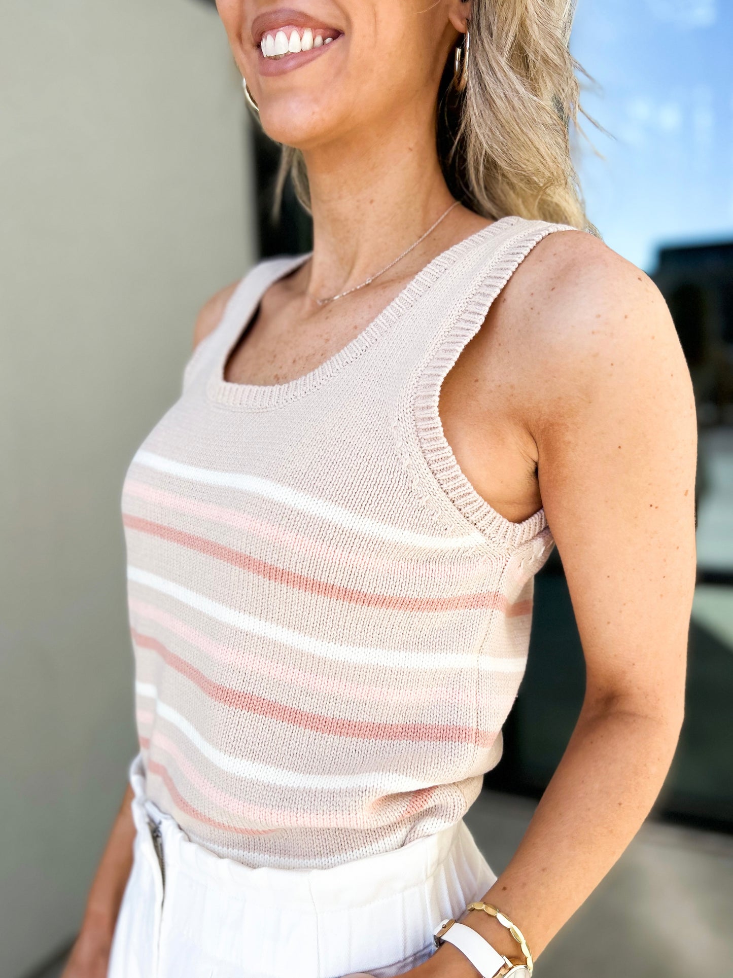 Wyland Striped Sweater Tank Top