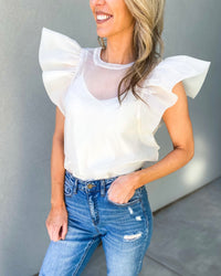 Jordana Ruffle Cap Sleeve Top