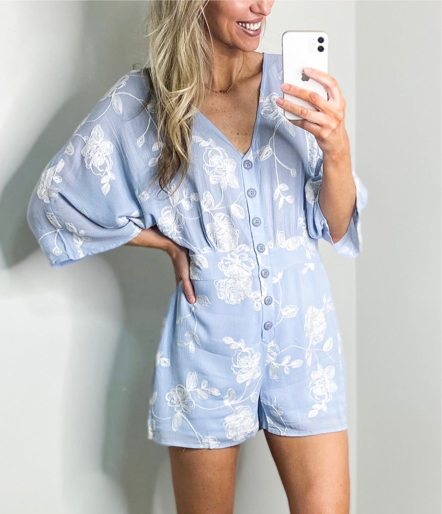 Andree Embroidered Floral Romper