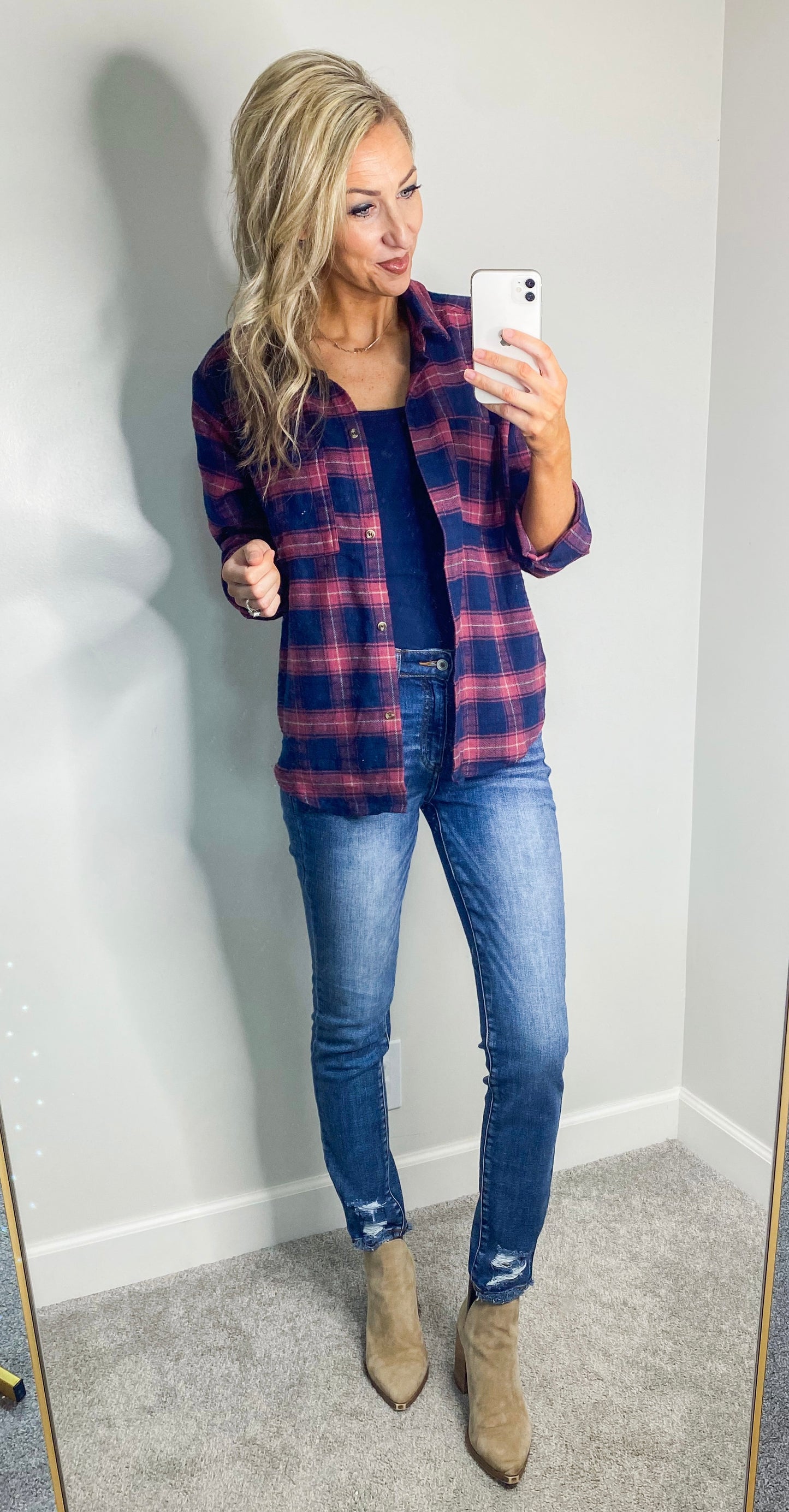 Evett Plaid Shirt (Navy)