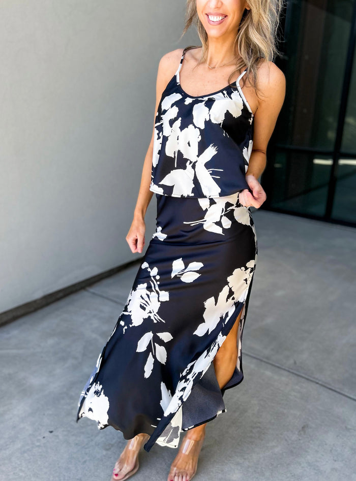 Looking Good Floral Satin Skirt