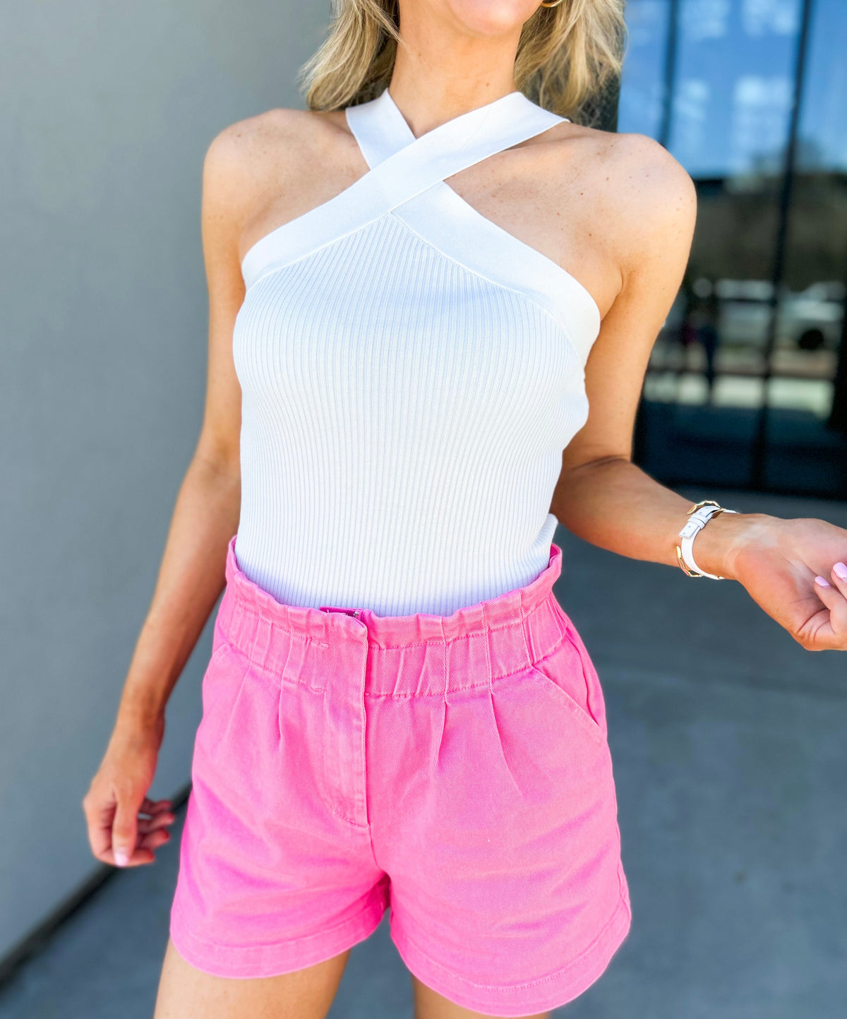 Mae Criss Cross Ribbed Top