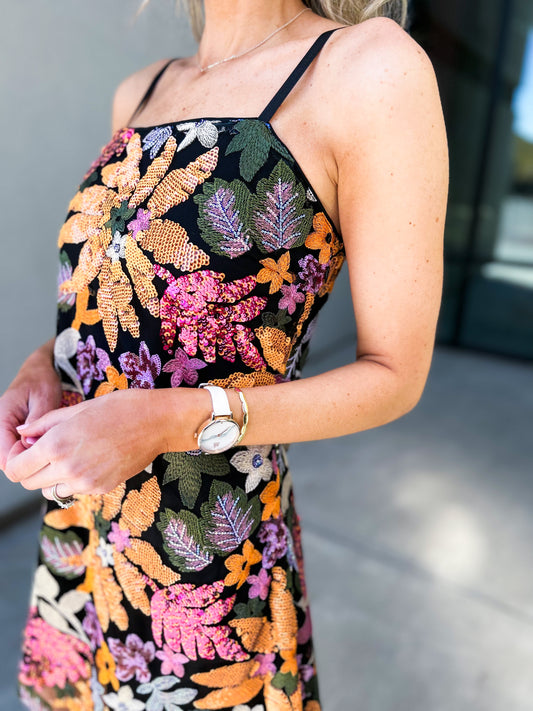 Fancy Dreams Sequin Floral Dress
