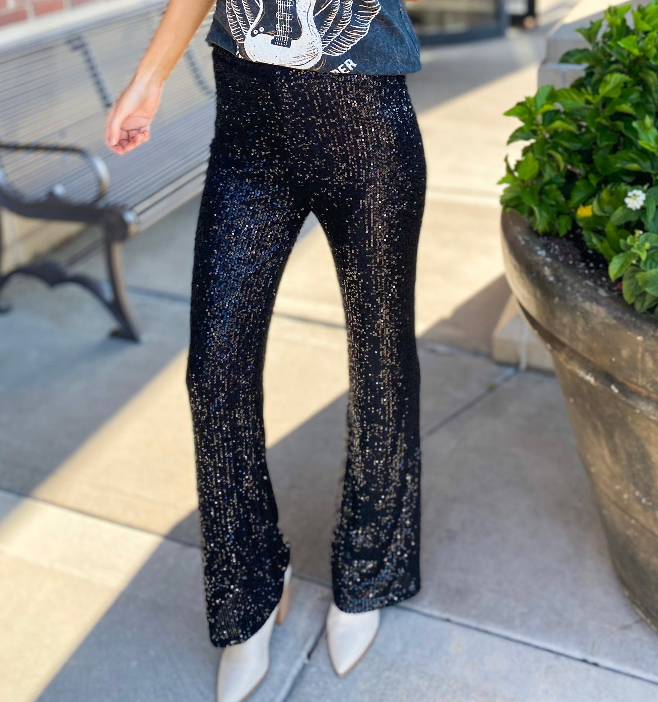 Sequins Flared Pants, Peacock – Everyday Chic Boutique
