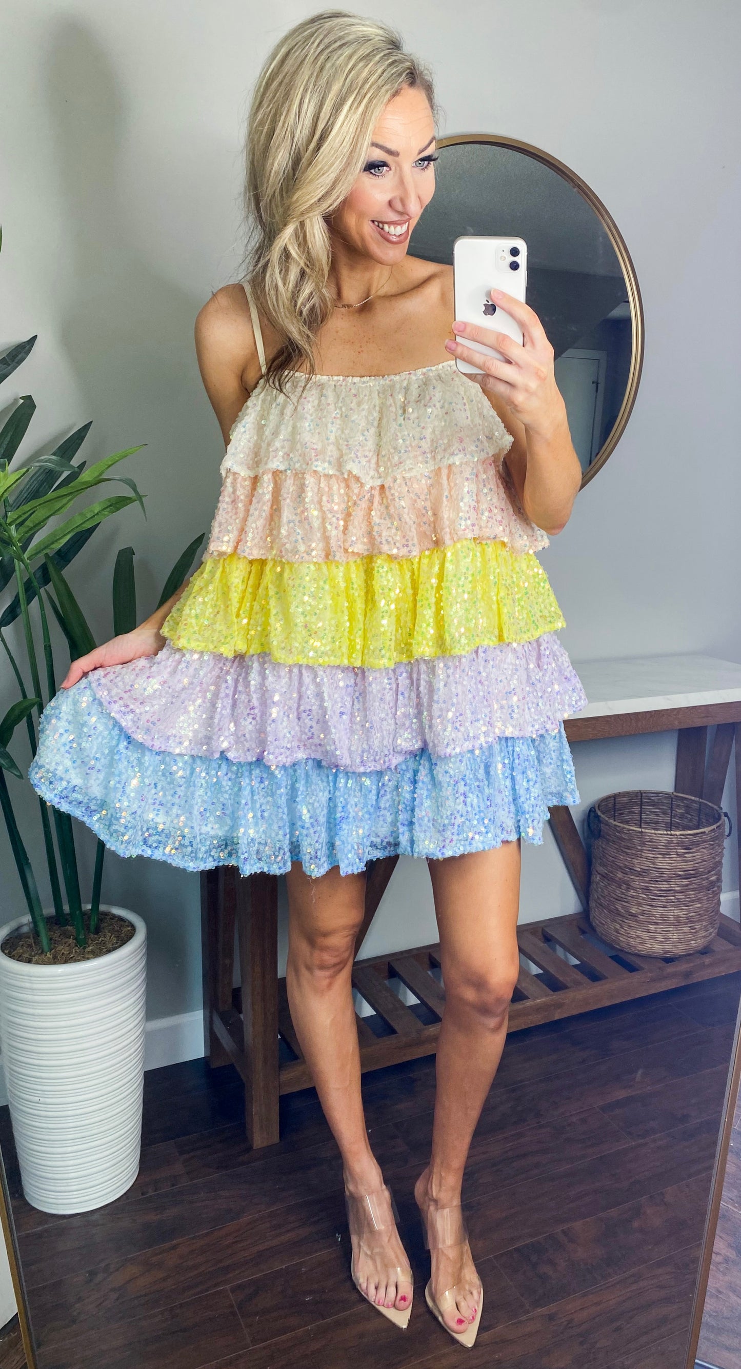 Rainbow Tiered Sequin Dress - FINAL SALE