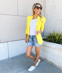 Yolanda Puff Shoulder Blazer (Yellow)