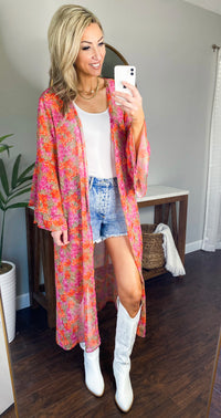 June in Bloom Floral Kimono