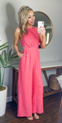 Rudy Cut Out Jumpsuit (Coral Pink)