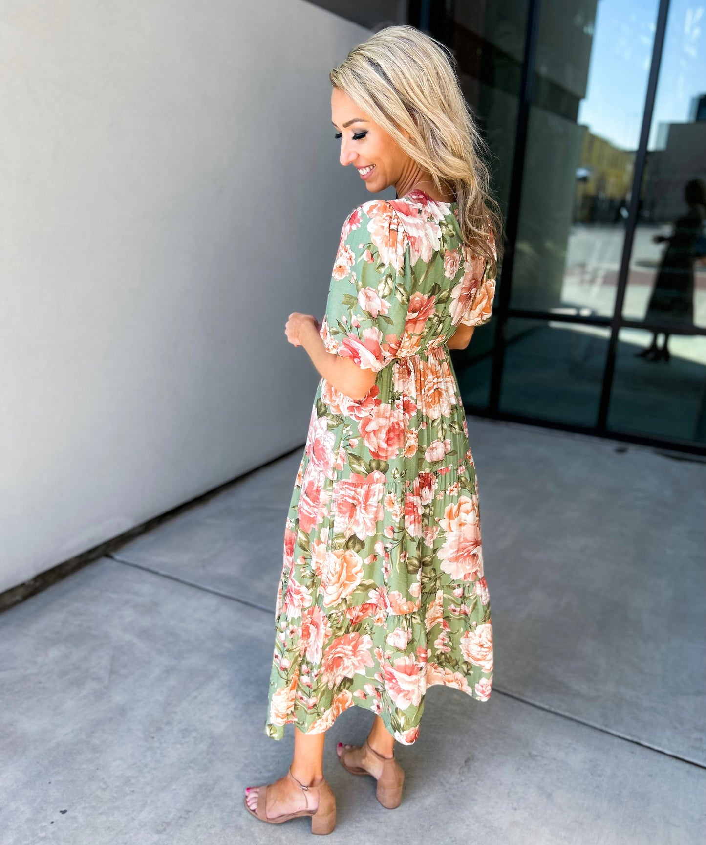 Rosalee Side Cut Out Floral Maxi Dress