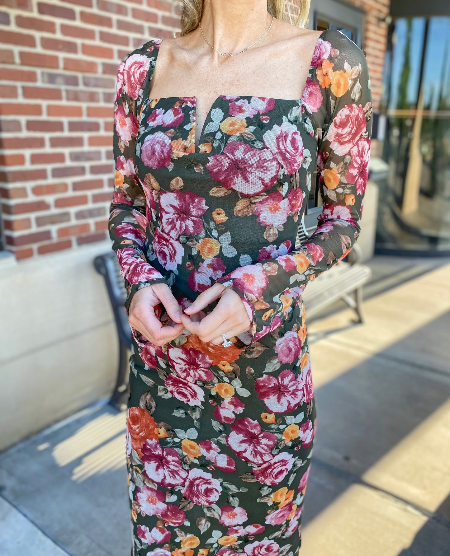 Karyssa Floral Mesh Midi Dress