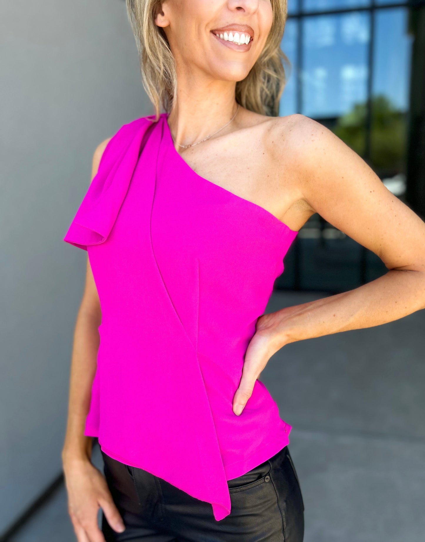 Stand Out One Shoulder Bow Top