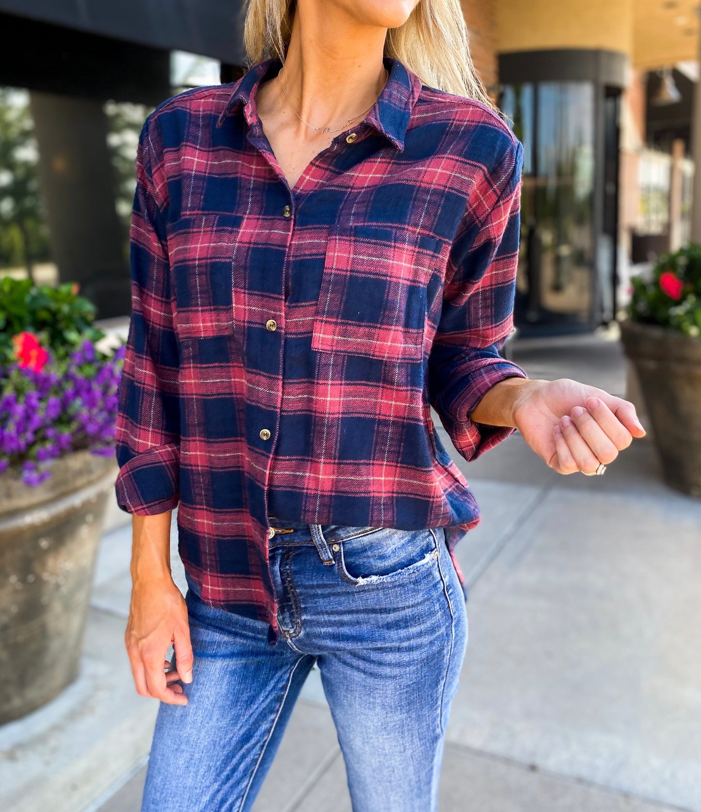 Evett Plaid Shirt (Navy)