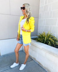 Yolanda Puff Shoulder Blazer (Yellow)