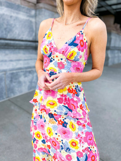 Summersalt Floral Yanni Ruffle Tiered Midi Dress