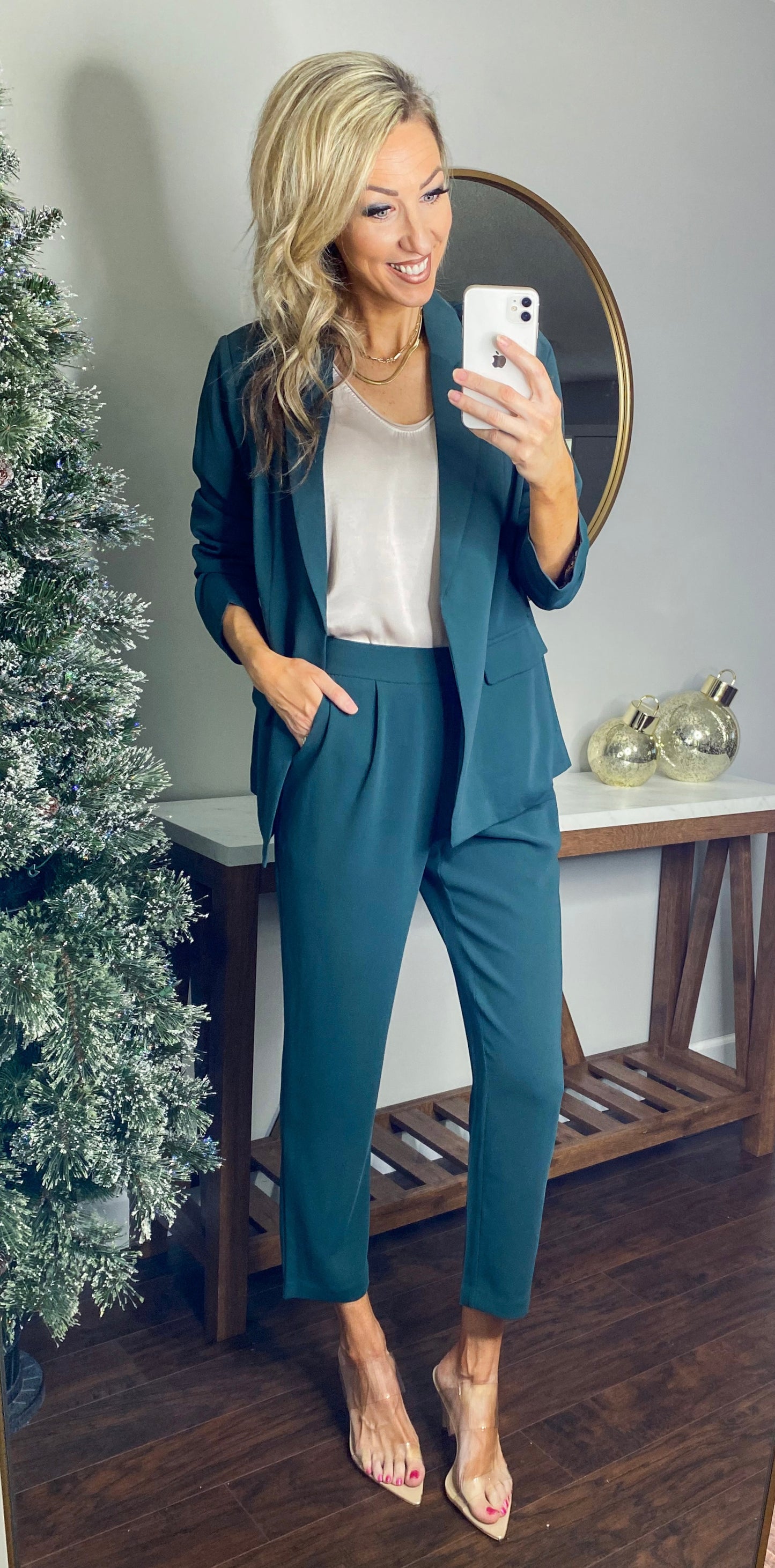 Scarlett Floral Lined Blazer (Hunter Green)