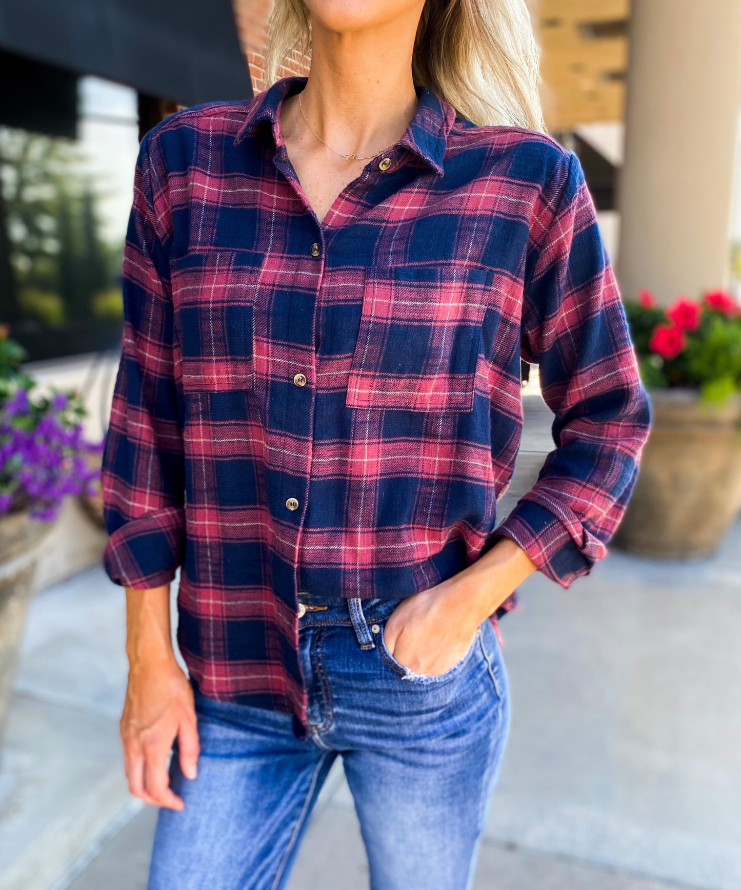 Evett Plaid Shirt (Navy)