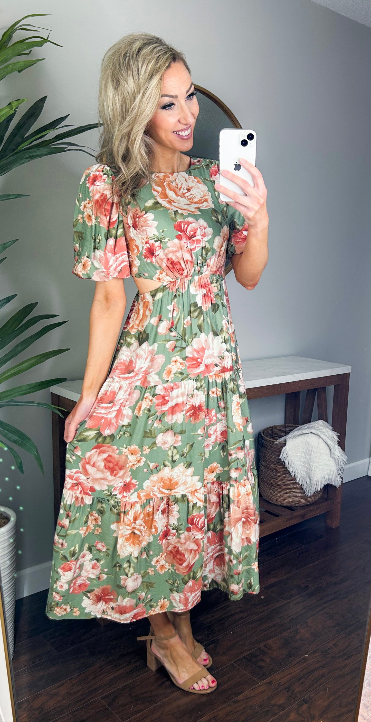 Rosalee Side Cut Out Floral Maxi Dress