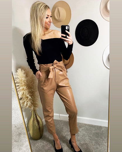 Jillian Faux Leather Paper Bag Pants