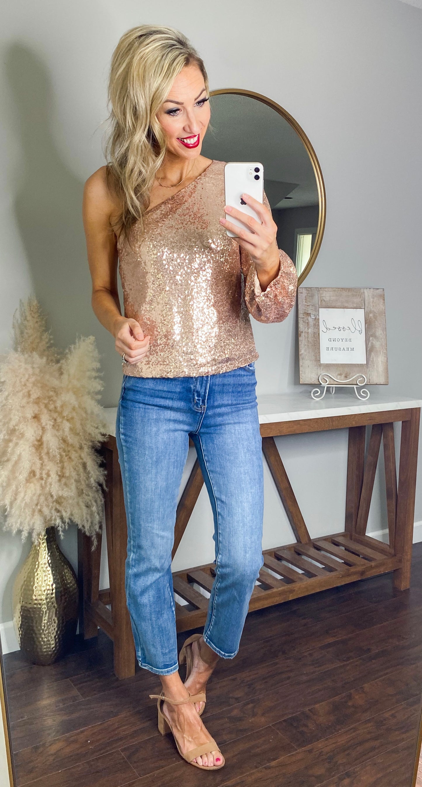 Bright Like a Diamond One Shoulder Sequin Top