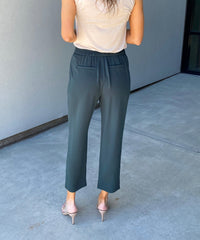 Scarlett High Elastic Waist Tapered Pants (Hunter Green)