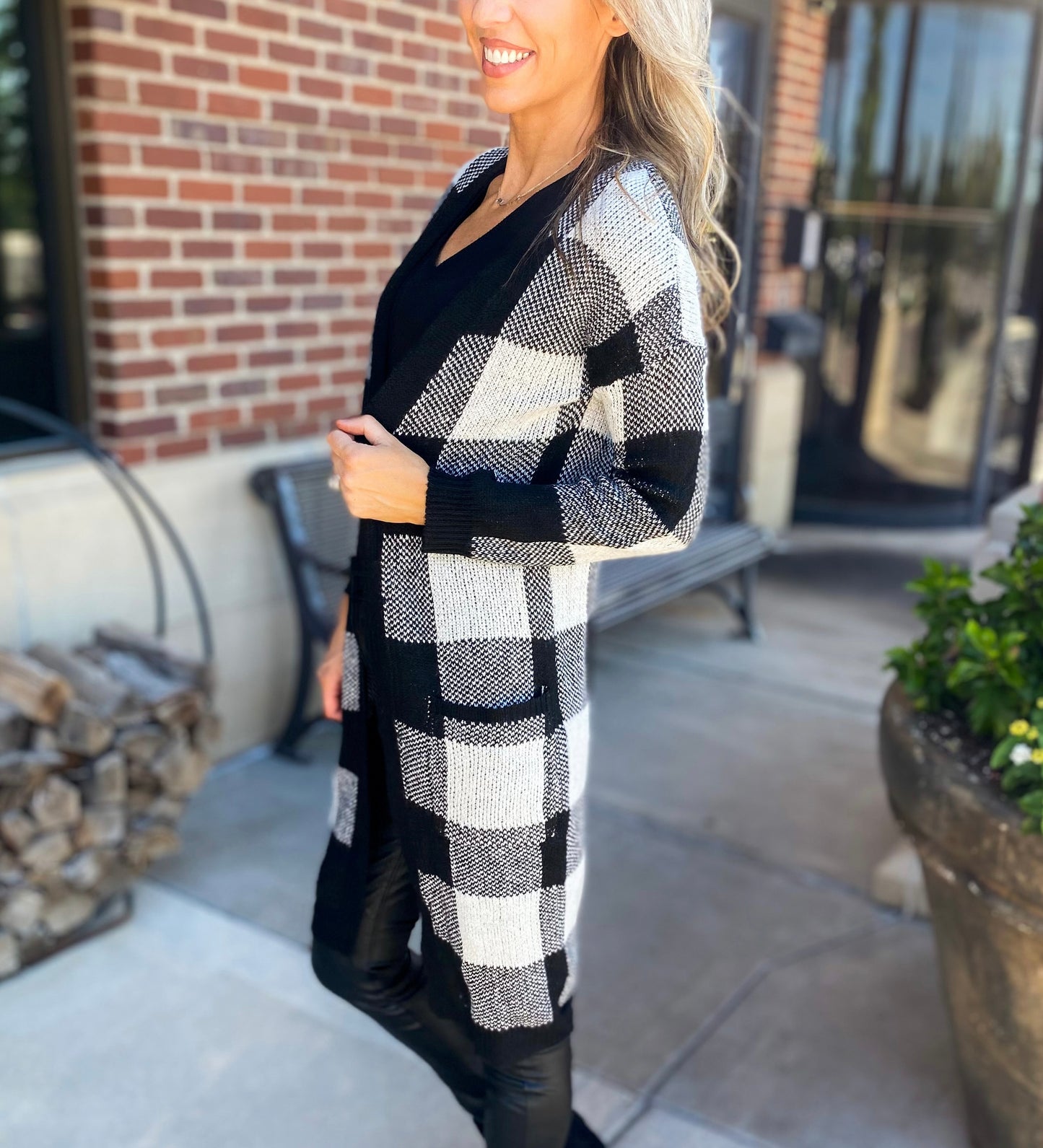 Yelena Checkered Cardigan