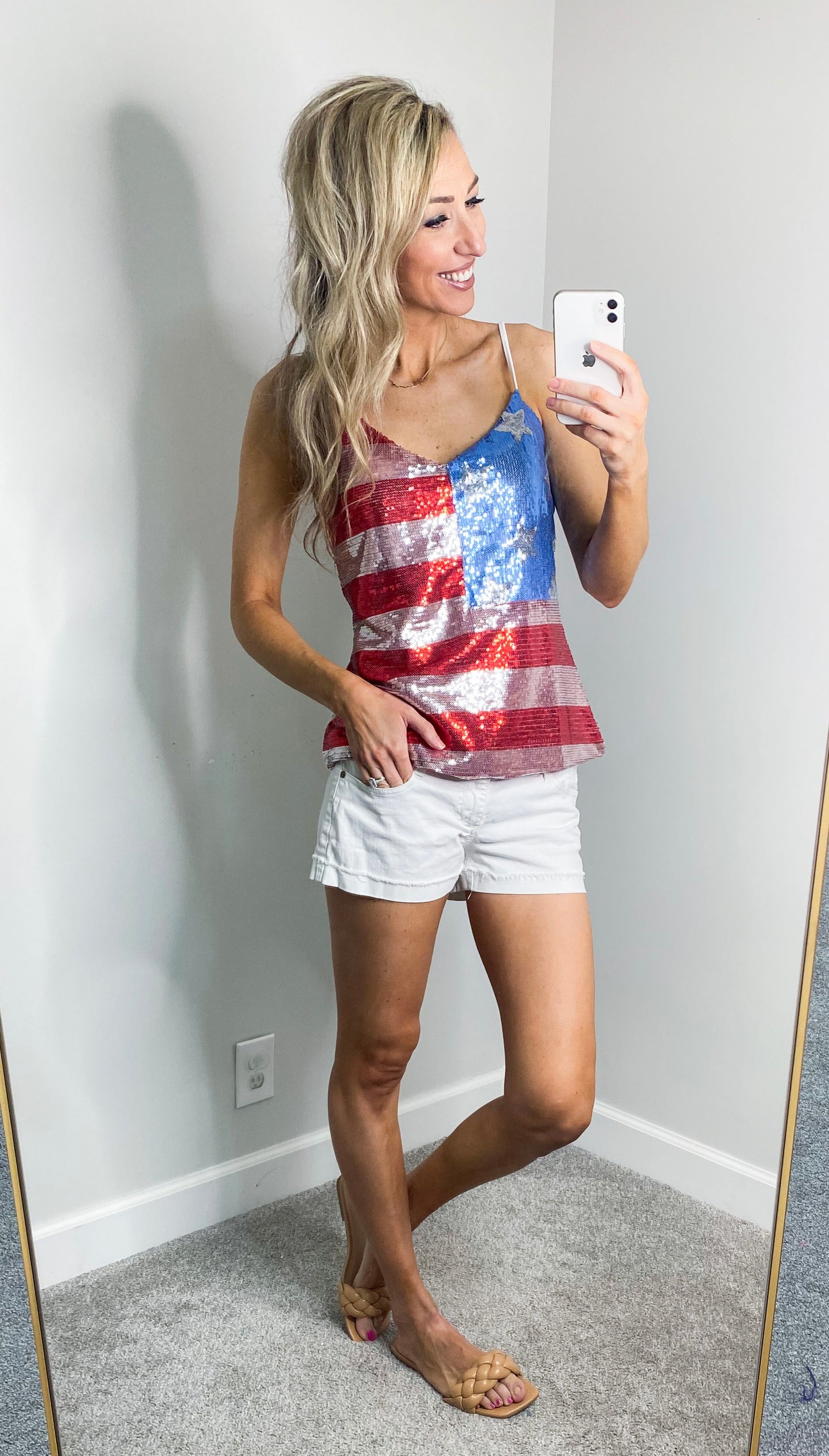 Red White and Boujee Sequin Tank