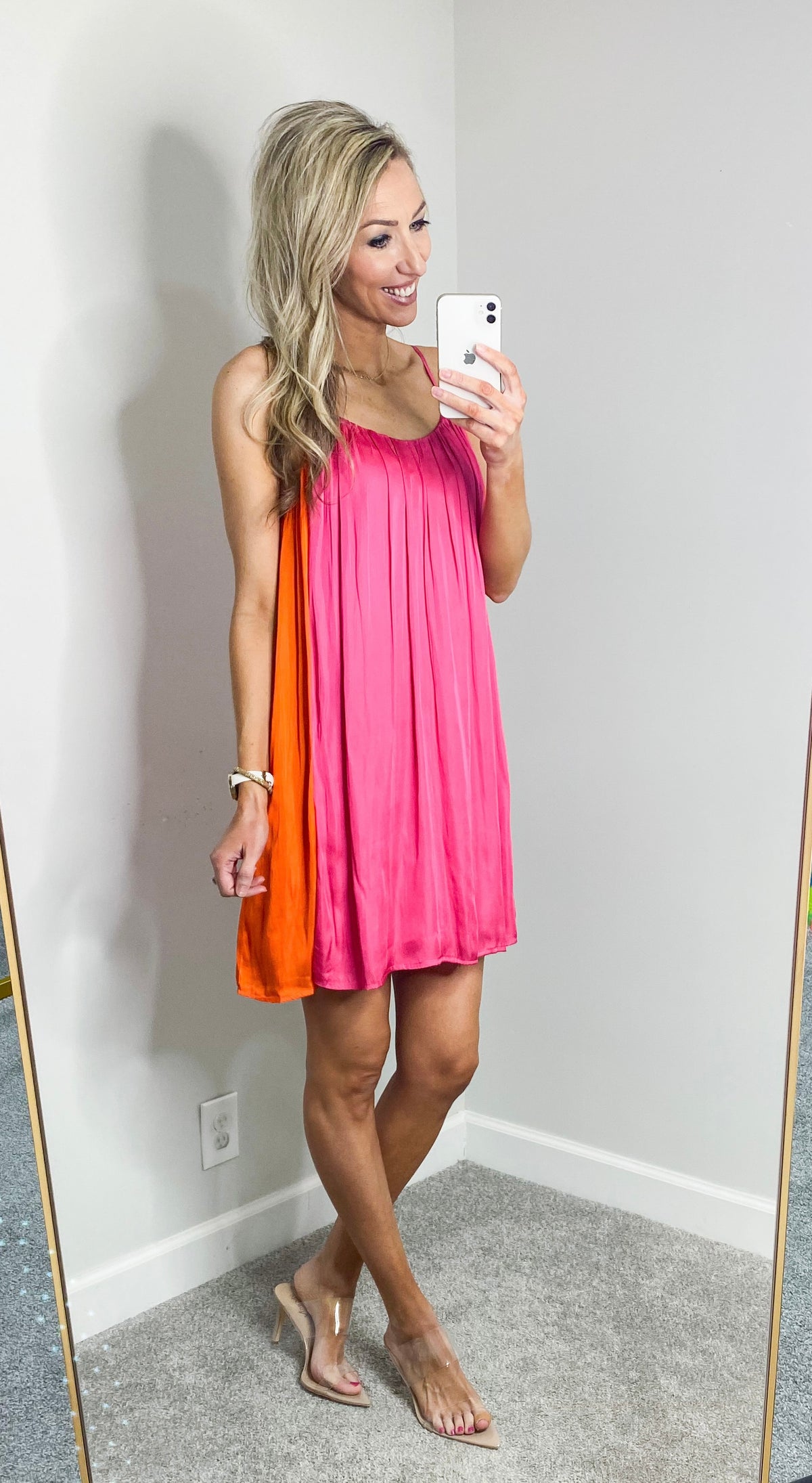 Uma Satin Color Block Dress