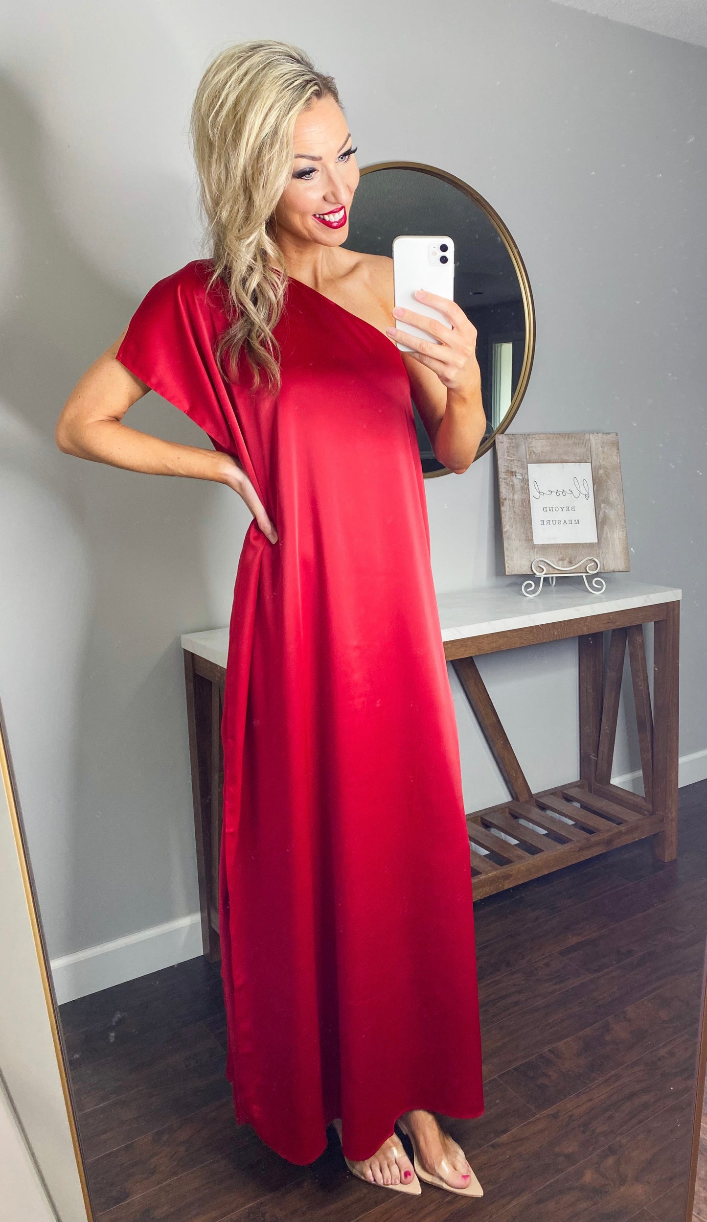 Gloria Satin One Shoulder Dress