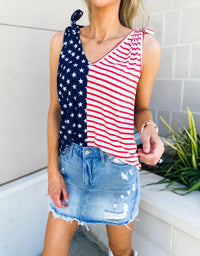 Stars and Stripes Shoulder Tie Top