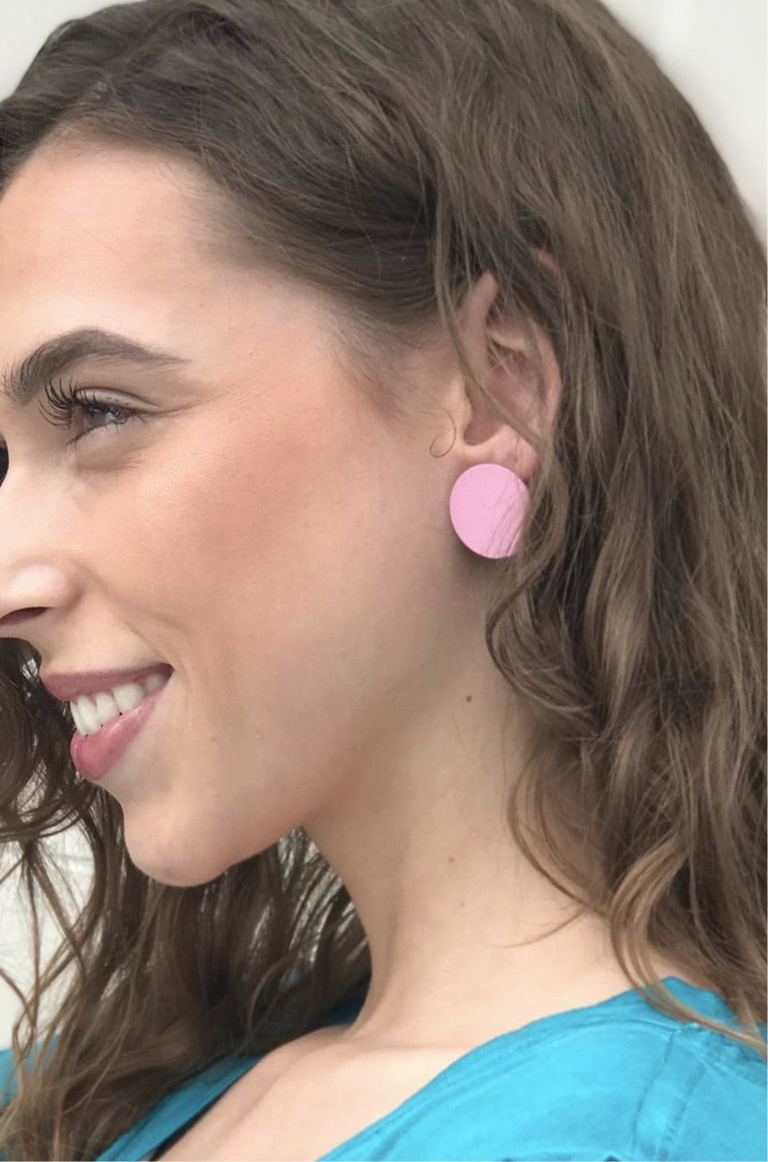 Clara Circular Earrings - Pink