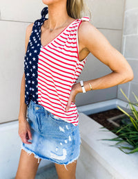 Stars and Stripes Shoulder Tie Top