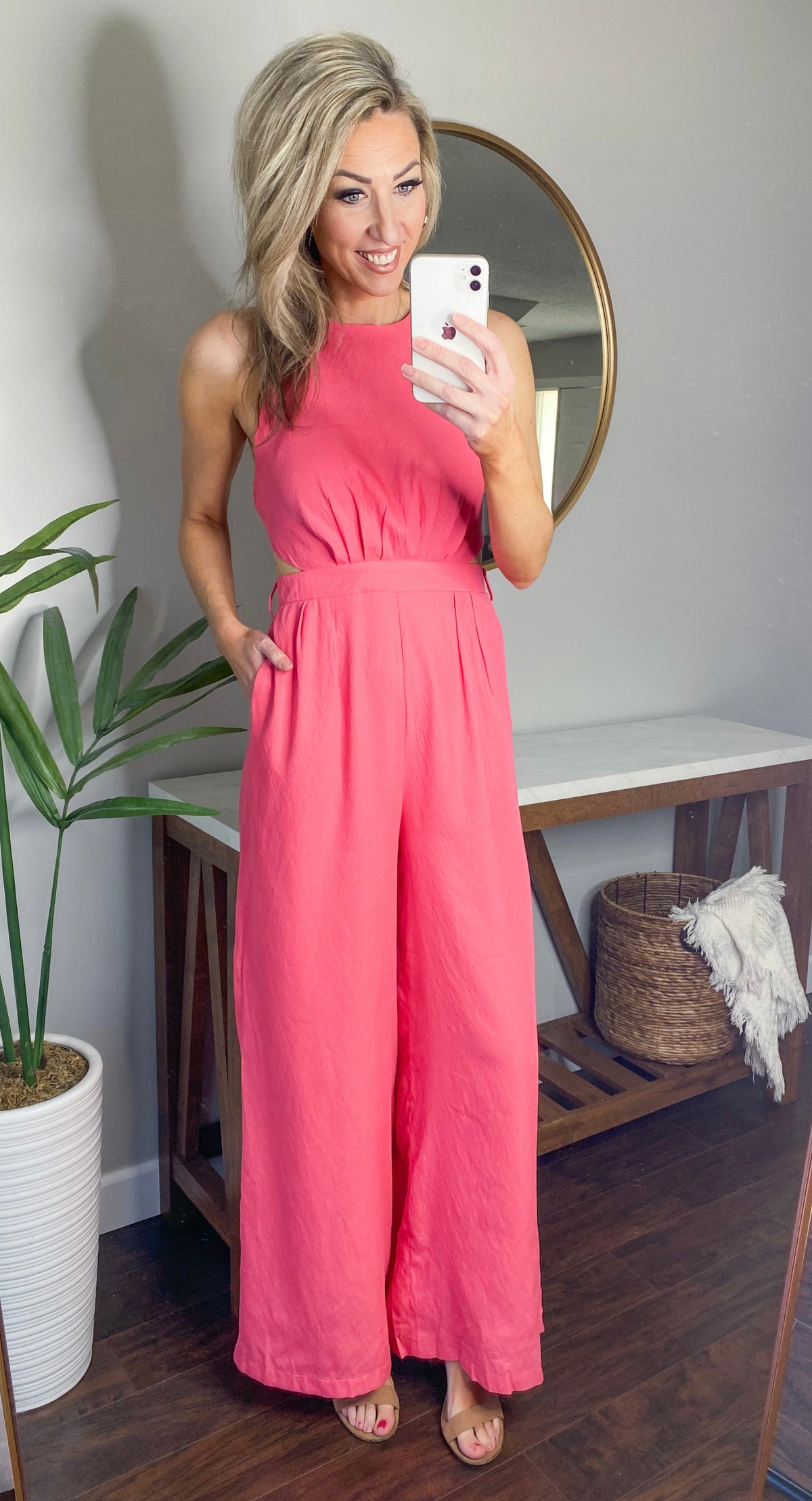 Rudy Cut Out Jumpsuit (Coral Pink)