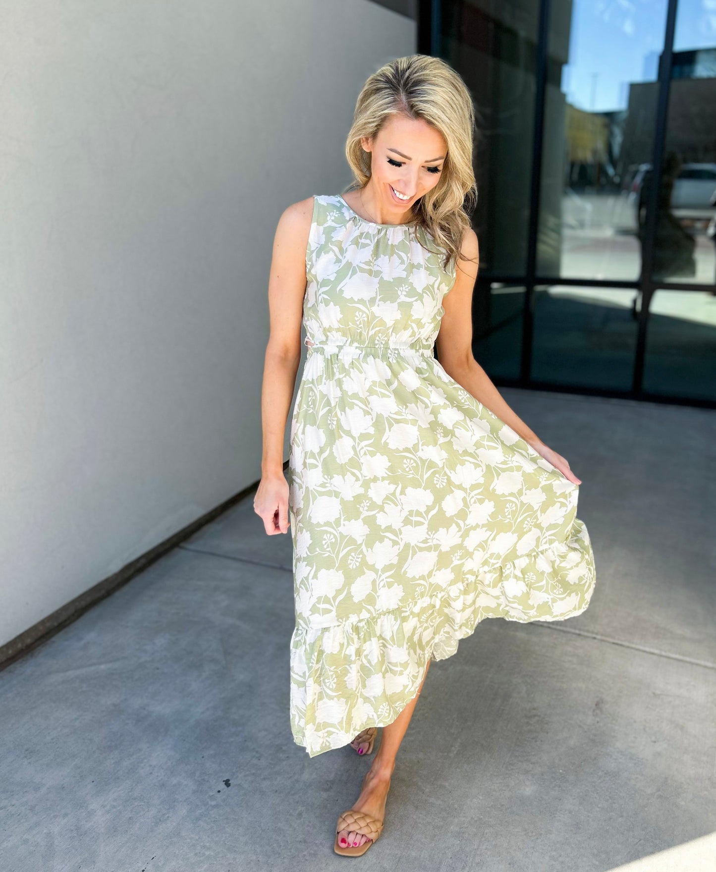 Julissa Back Cut Out Floral Midi Dress