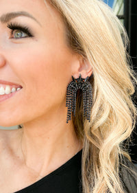 Rhinestone Chain Drop Spike Earrings