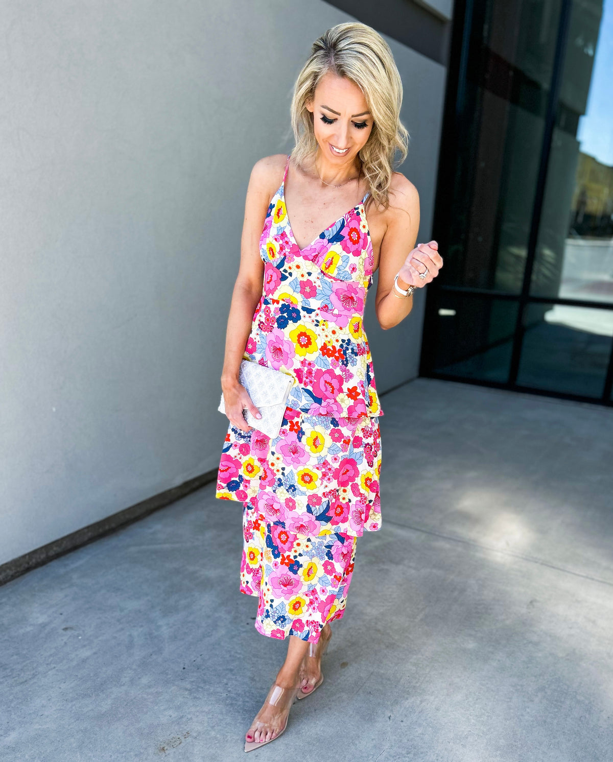 Summersalt Floral Yanni Ruffle Tiered Midi Dress