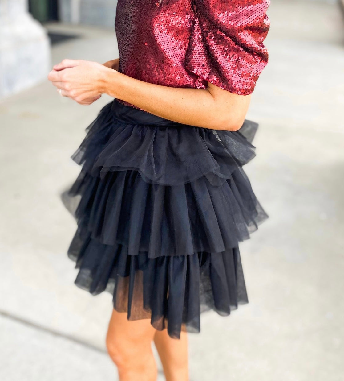 Lexa Layered Tulle Elastic Waist Skirt