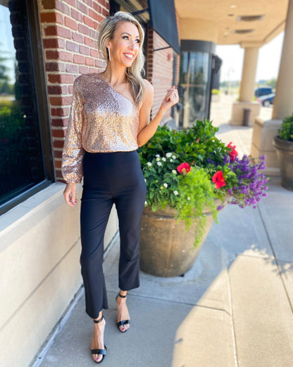Bright Like a Diamond One Shoulder Sequin Top