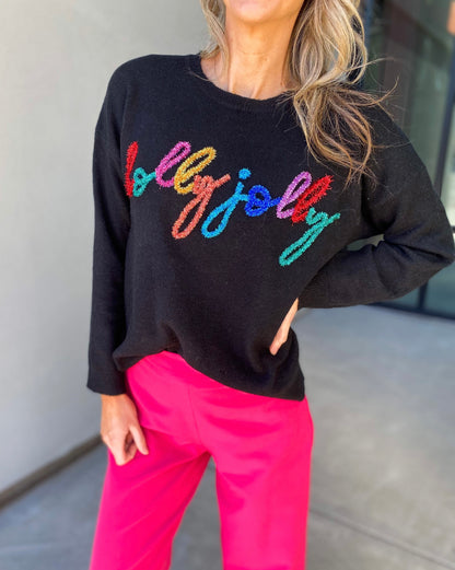 Holly Jolly Tinsel Sweater (Black)