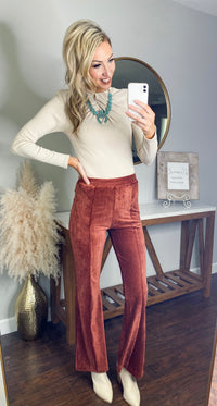 Tucker Ribbed Velvet Stretch Flare Pants