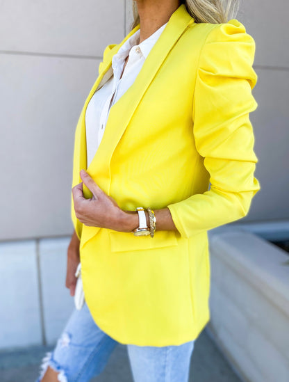 Yolanda Puff Shoulder Blazer (Yellow)