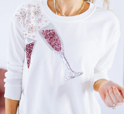 Celebrate Champagne Sequin Sweatshirt