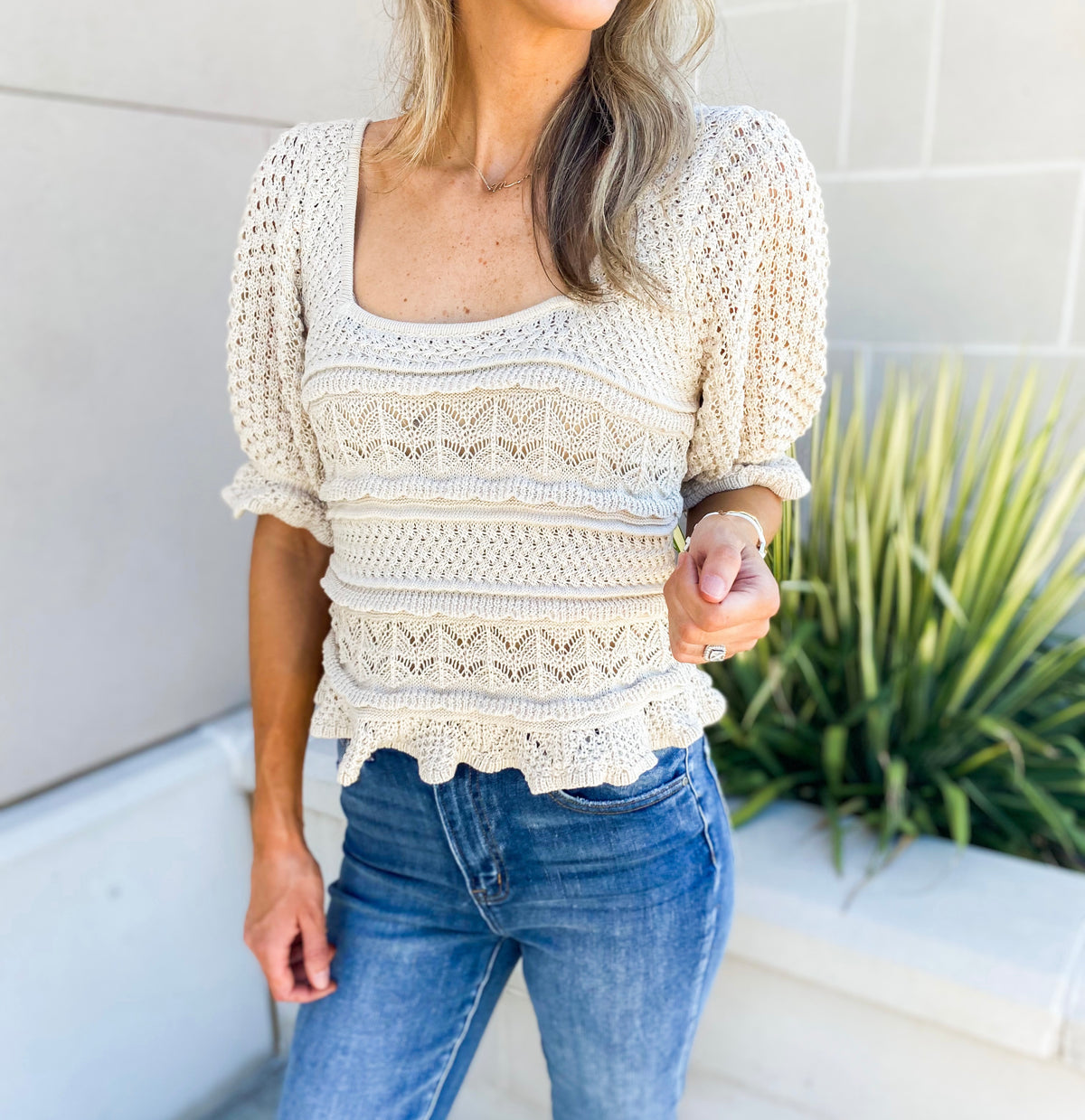 Daphne Short Sleeve Knit Sweater