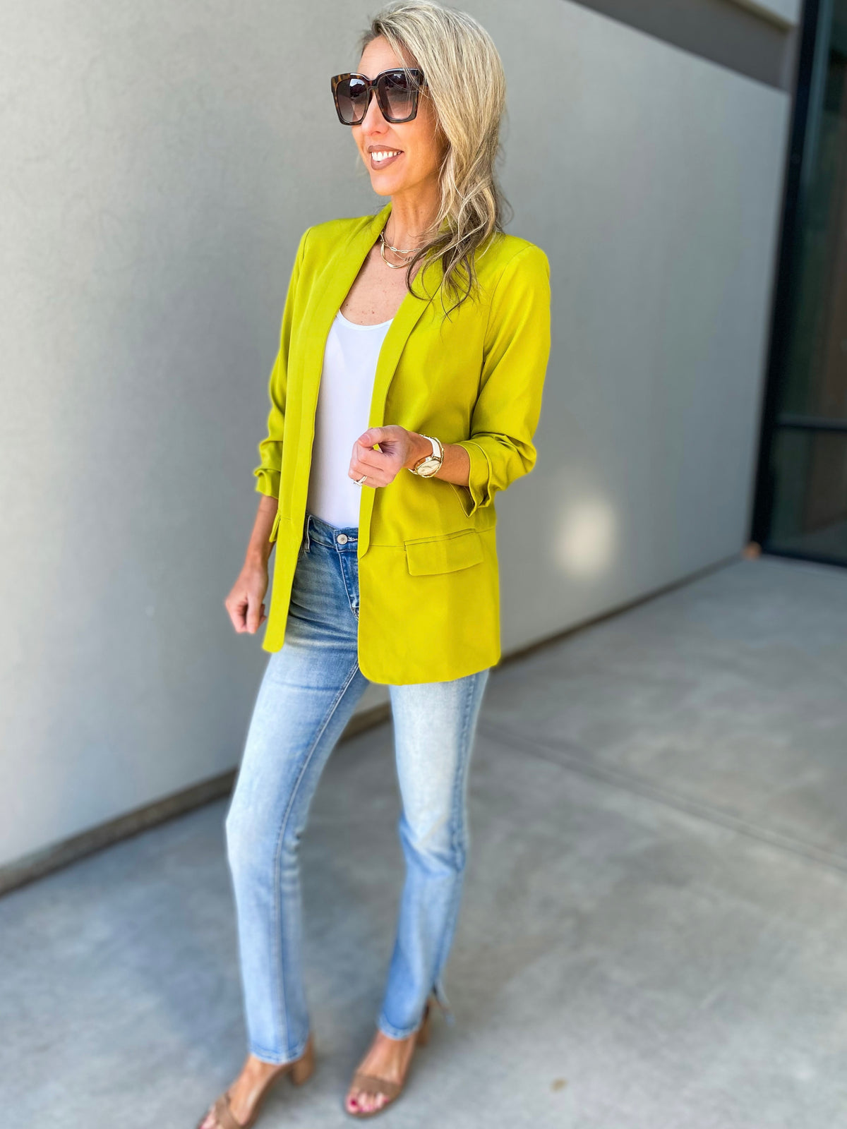 Bonny Boyfriend Blazer (Chartreuse)