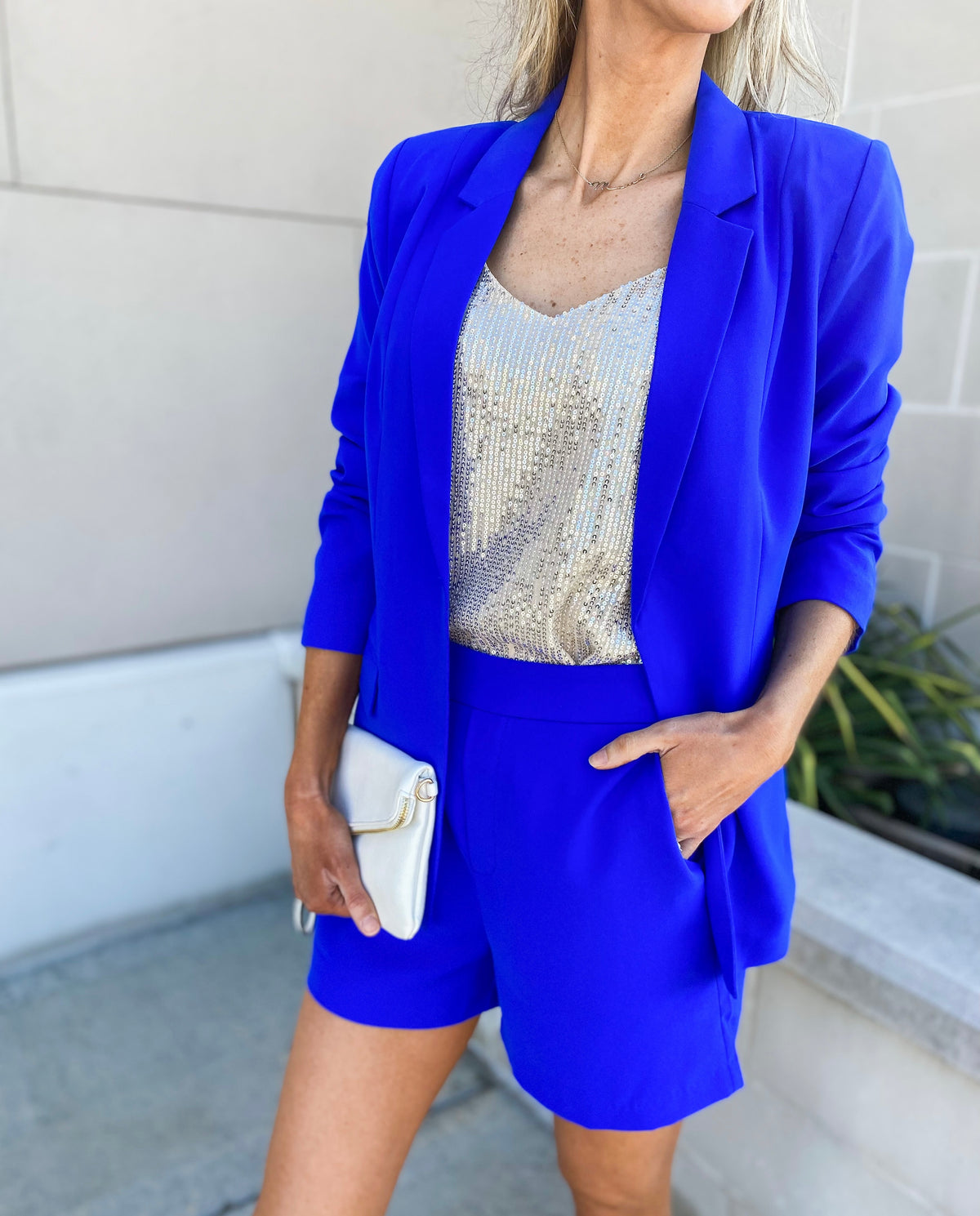 Ella Floral Lined Blazer (Neon Blue)