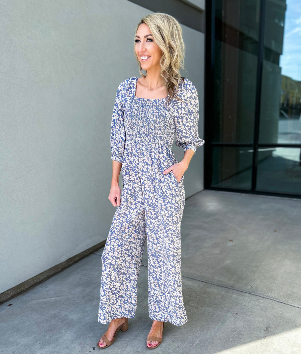 Kori Smocked Floral Jumpsuit