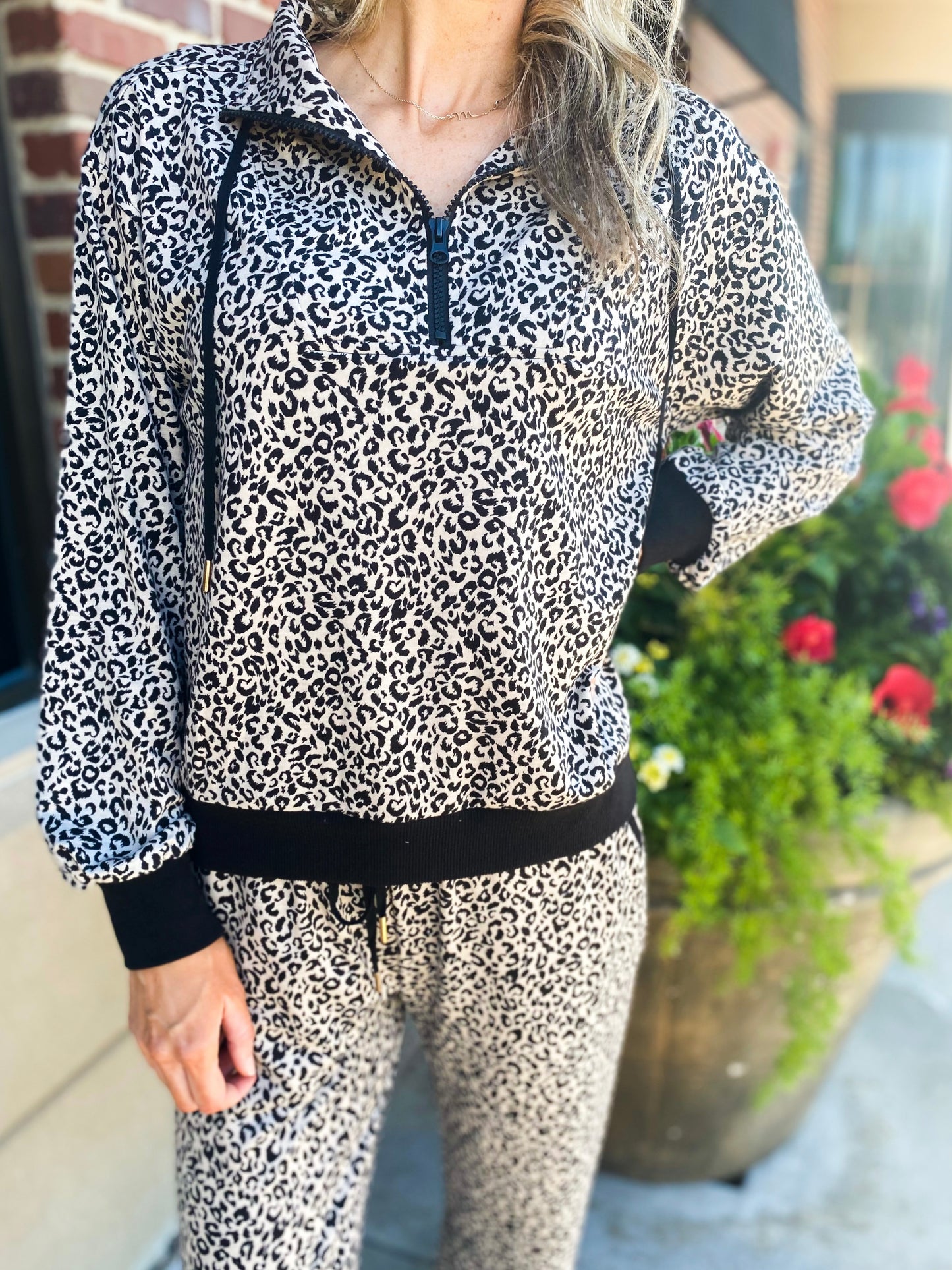 Camil Leopard Half Zip Pullover