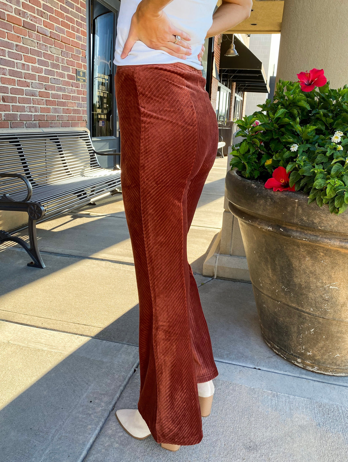 Tucker Ribbed Velvet Stretch Flare Pants